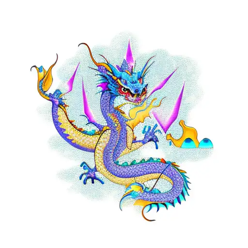 Dragon With Female And Crystals