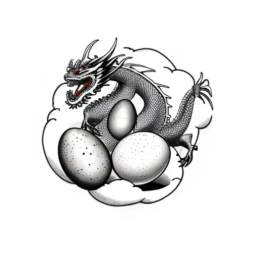 Dragon Protecting 3 Eggs