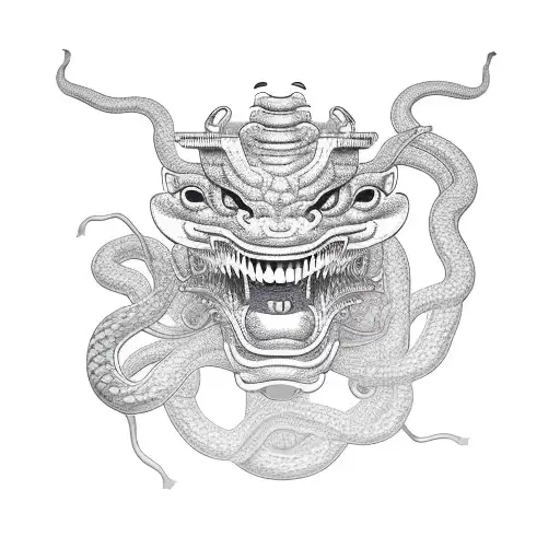 Original Hannya Mask With Snake Representing New Horizons