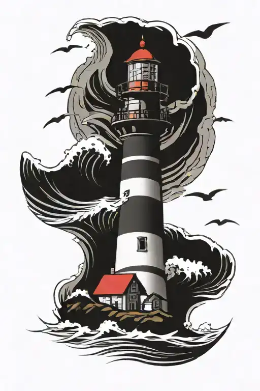 Lighthouse Waves Crashing