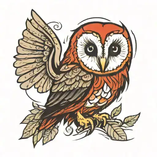 Red And Black Barn Owl Head