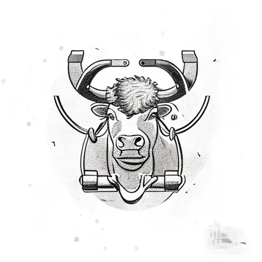 A Muscular Bull Lifting Weights In A Gym Setting