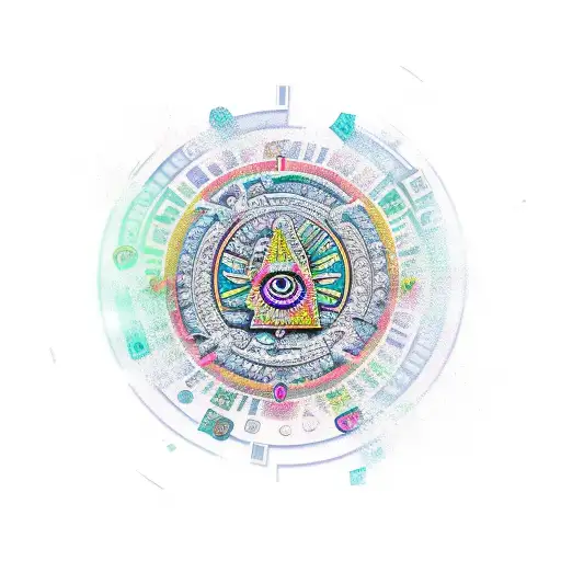 A Stylized Third Eye Surrounded By Dice And Money Symbols