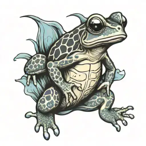 Poison Frog Sitting On Sea Trurtle