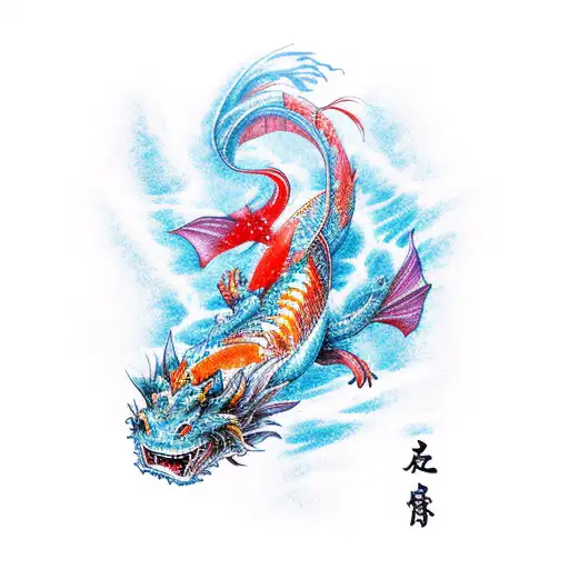 A Koi Fish Transforming Into A Dragon In A Video Game Setting