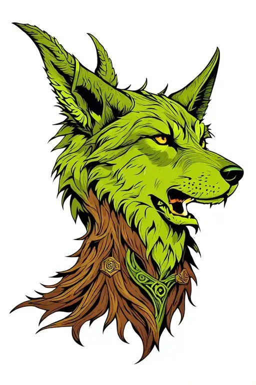 Viking Tree Of Life With Norse Wolf Head