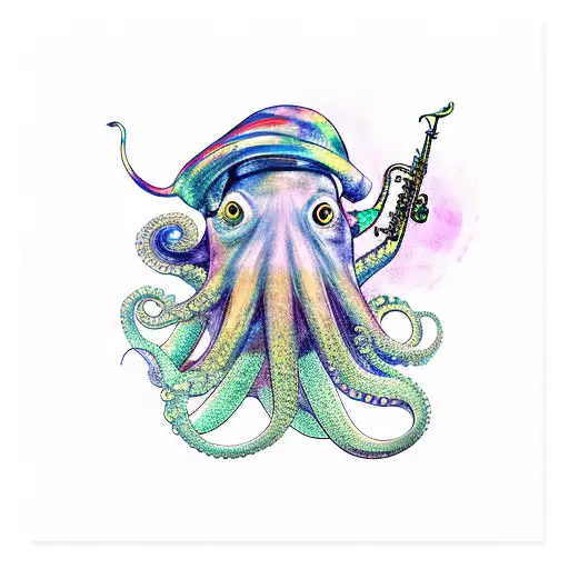 A Jazz-inspired Octopus Playing A Saxophone