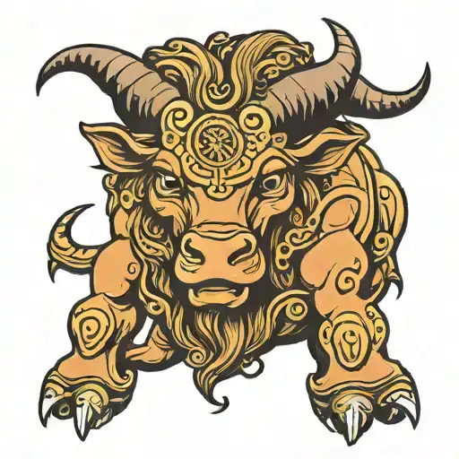Taurus Bull With Gemini Zodiac Sign