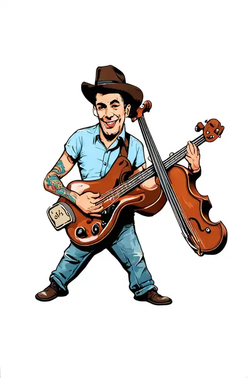 Rockabilly-guy Slapping His Contrabass
