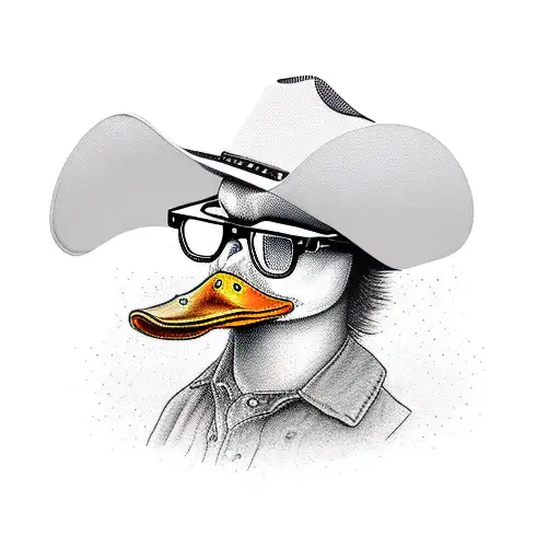 Duck With Cowboy Hat And Glasses