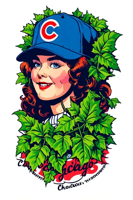 1950S Psychedelic Technicolor Chicago Cubs Ivy Leaves