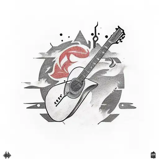 A Traditional Tattoo Design Featuring Ellie's Knife And Joel's Guitar From The Last Of Us Tattoo