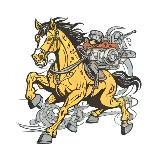 Mechanic Horse Running Tattoo