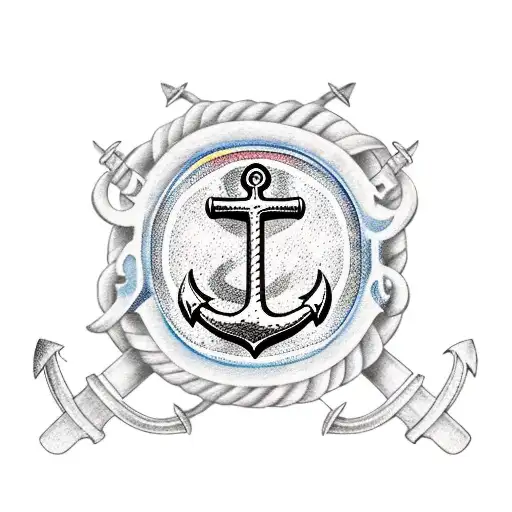 Anchor With Tudor Rose And Crossed Cannons