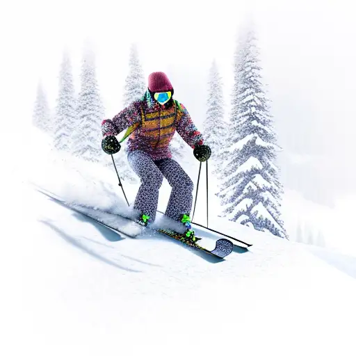 A Skier Carving Down A Snowy Mountain Slope
