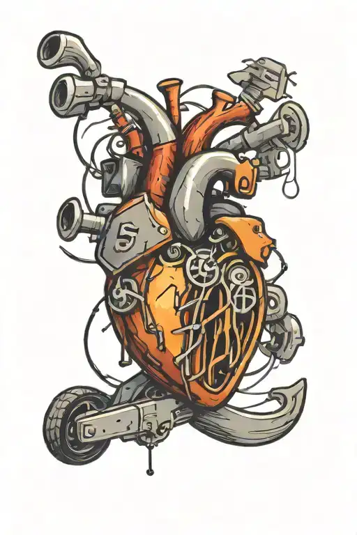 A Heart Made Of Hammer Music Notes With A Motorcycle Wheel In The Background