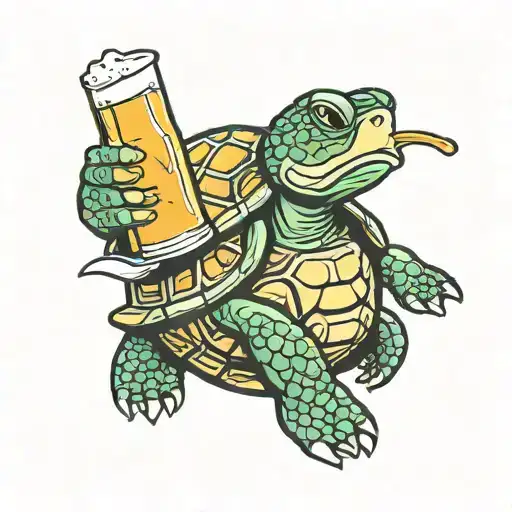 Turtle Drinking Beer