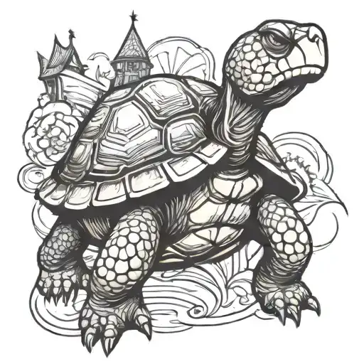 Turtle Sitting On A Plaing Cards