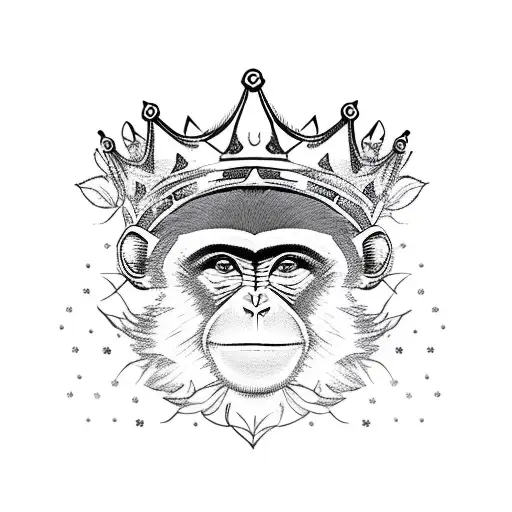 Monkey Queen With Roses And Crown