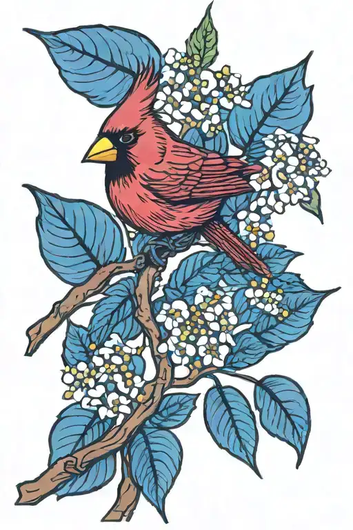 Cardinal Dogwood Tree Branch