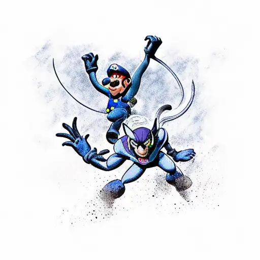 A Mashup Of Mario And Nightcrawler From X-men In A Epic Battle Scene