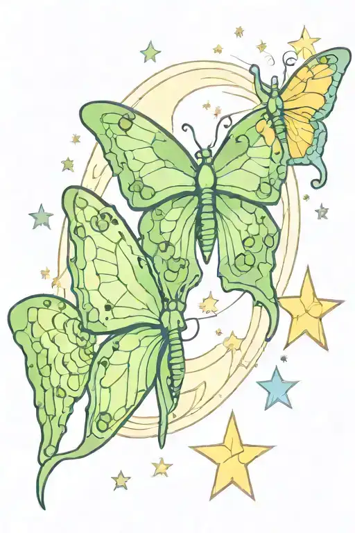 Actias Luna Y Moon And Stars