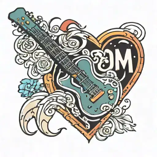 Heart Guitar With The Word Mom
