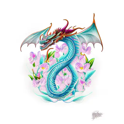 Feminine Dragon And Orchid