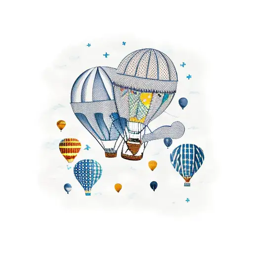 A Whimsical Bear Family Traveling In A Hot Air Balloon Over A Map Of The World