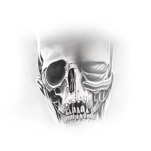 Gril Realistic Right Leg Sleeve Creepy Black And Red