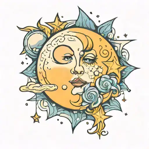 Moon Stars Shining Full Moon