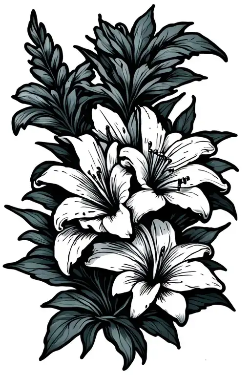 Ink And Lily Flowers