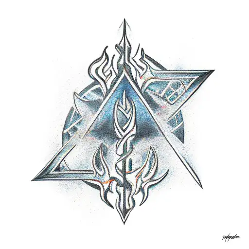 Devil's Trident Comming Out From A Triangle Of Fire