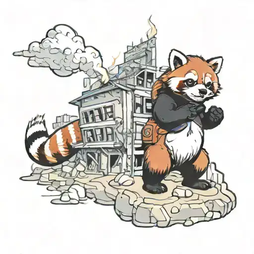 Red Panda Burning Down A City
