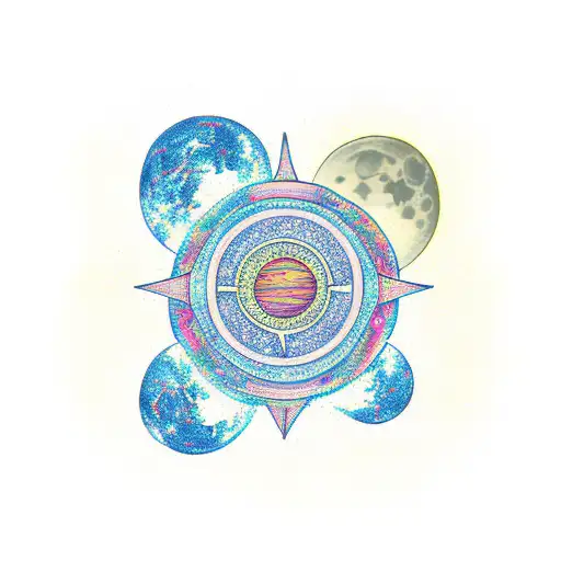 Libra Scales As A Tree With The Sun On One Side And The Moon On The Other Side