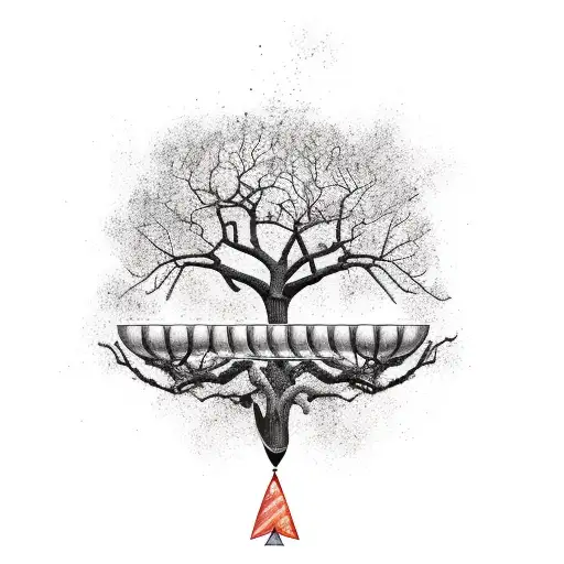 Libra Scales As Oak Tree With Roots