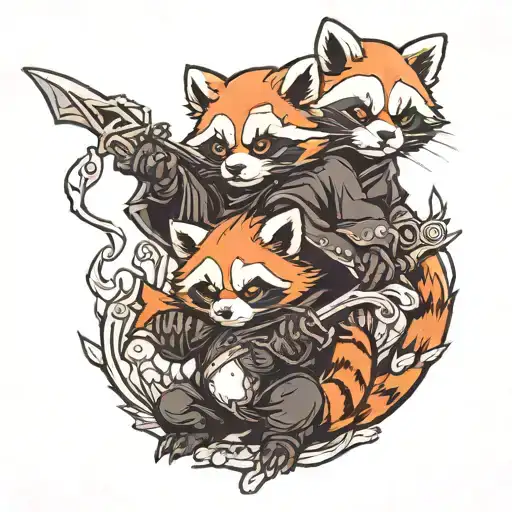 Grim Reaper With Baby Red Panda