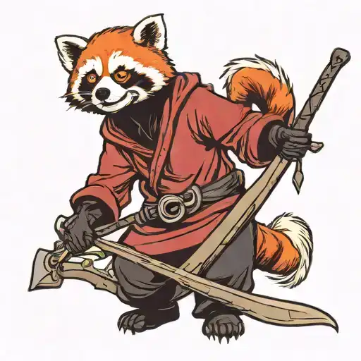 Red Panda Dressed As A Grim Reaper Holding A Scythe