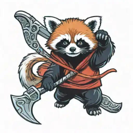 Red Panda Dressed In A Black Hood Holding A Scythe