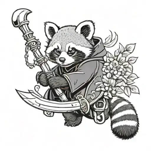 Red Panda Wearing A Black Cloak Holding A Scythe