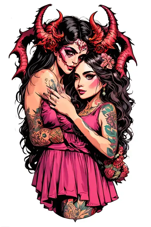 Demon Holding Pretty Girl
