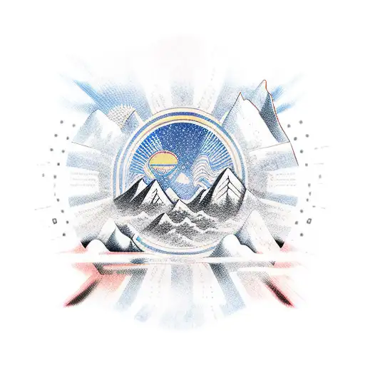 Bushido Code Of Conduct Written On Chest With Mountains With Rising Sun In Background