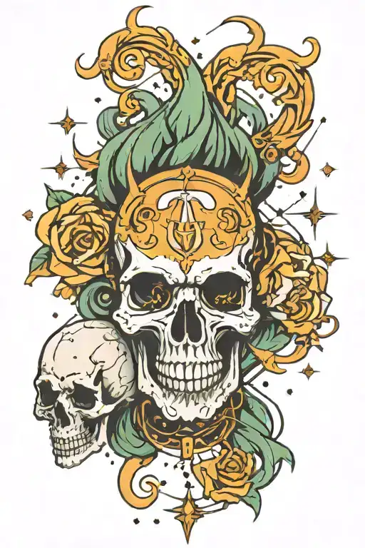 Skull And Capricorn And Aquarius Constellation