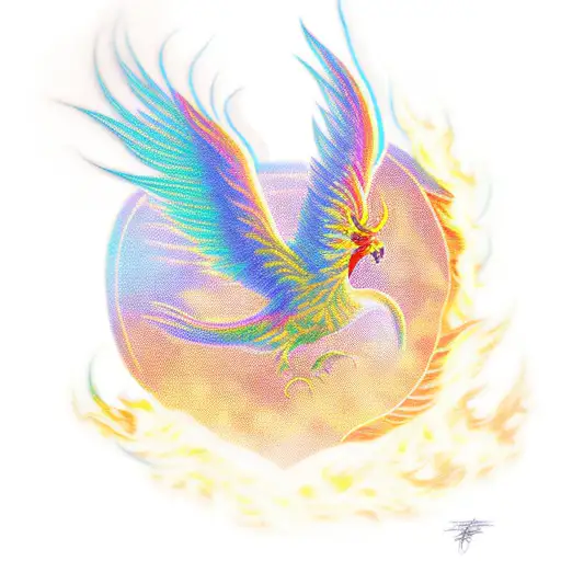 Phoenix Flying Up Out Of Flames
