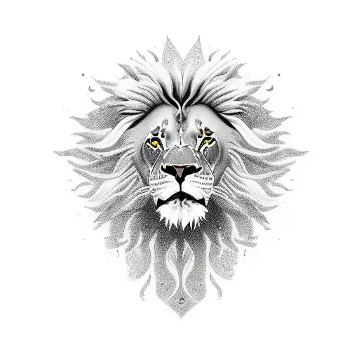 15 Centimeters In Black And White With A Thick Line Of A Full-length Lion