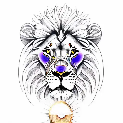 Lion And Butterfly And Sun