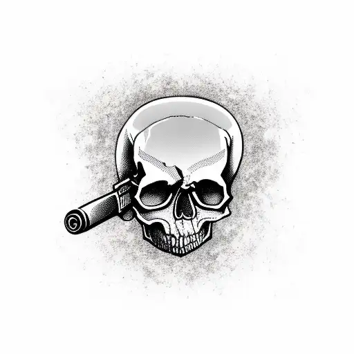 Skull Holding Gun To Head