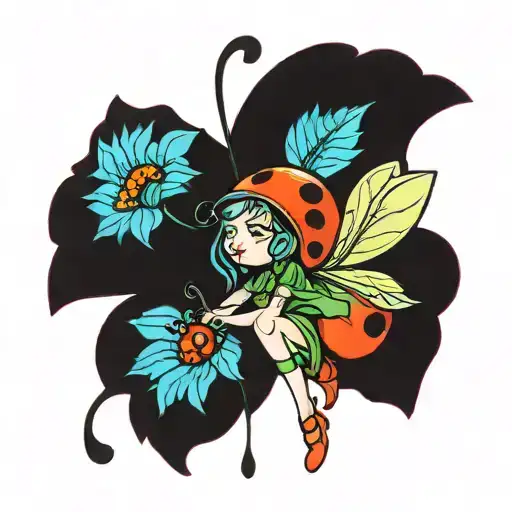 A Fairy With The Colors Of A Ladybug