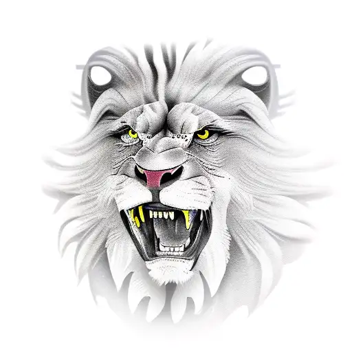 Roaring Lion That His Hair Transforms Into A Eagle Wing