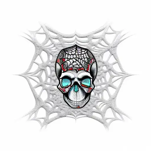 Seamless Skull And Spiderweb Pattern For Sleeve Filler